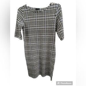 Tacera Black/White 3/4 Sleeves Midi Dress Sz(L)